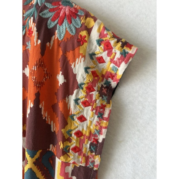 Savanna Jane Womens Size Large Embroidered Aztec Print Babydoll Top - Picture 6 of 7